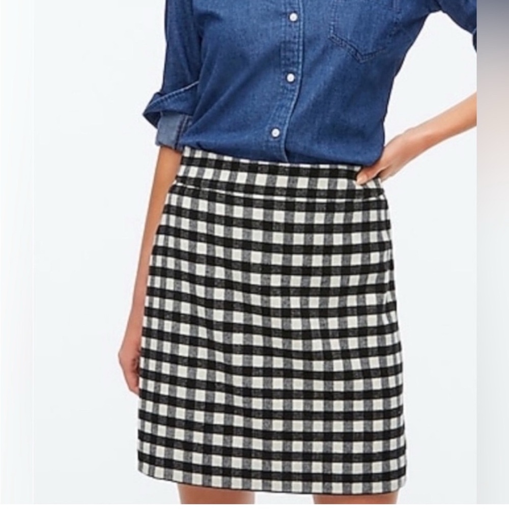 J. Crew black & white check skirt